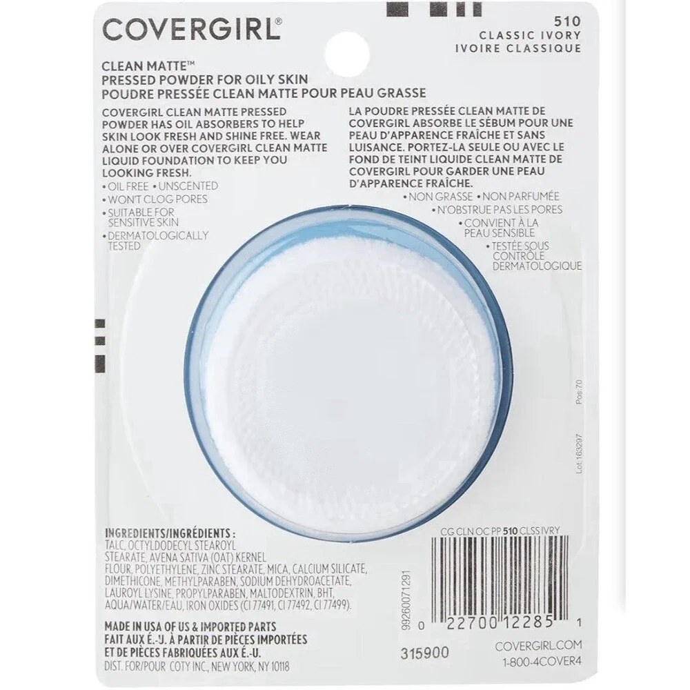 CoverGirl Clean Matte Pressed Powder Oil Control 510 Classic Ivory